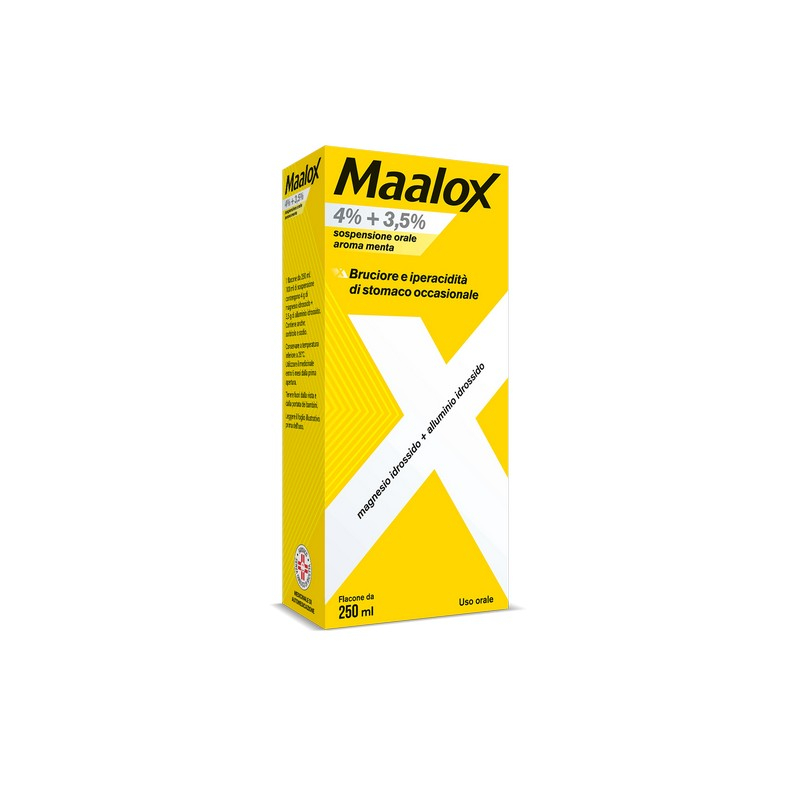 Maalox 4% + 3,5% Sospensione Orale Contro Bruciore E Iperacidità Di Stomaco Occasionale 250 ml
