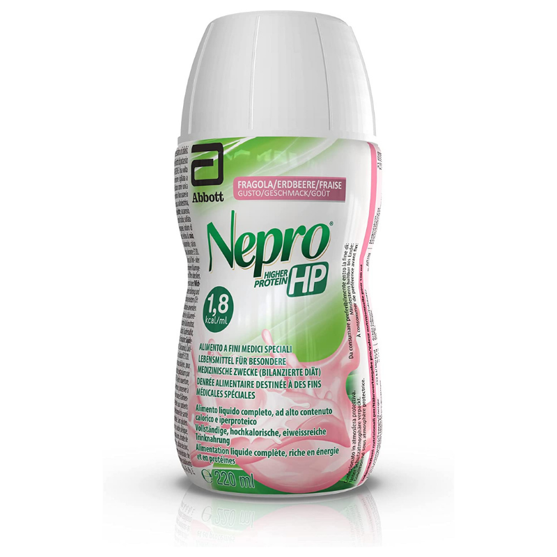 Nepro HP Alimento a Fini Medici Speciali ad Alta Densità Calorica e Proteica per Insufficienza Renale Fragola 220ml