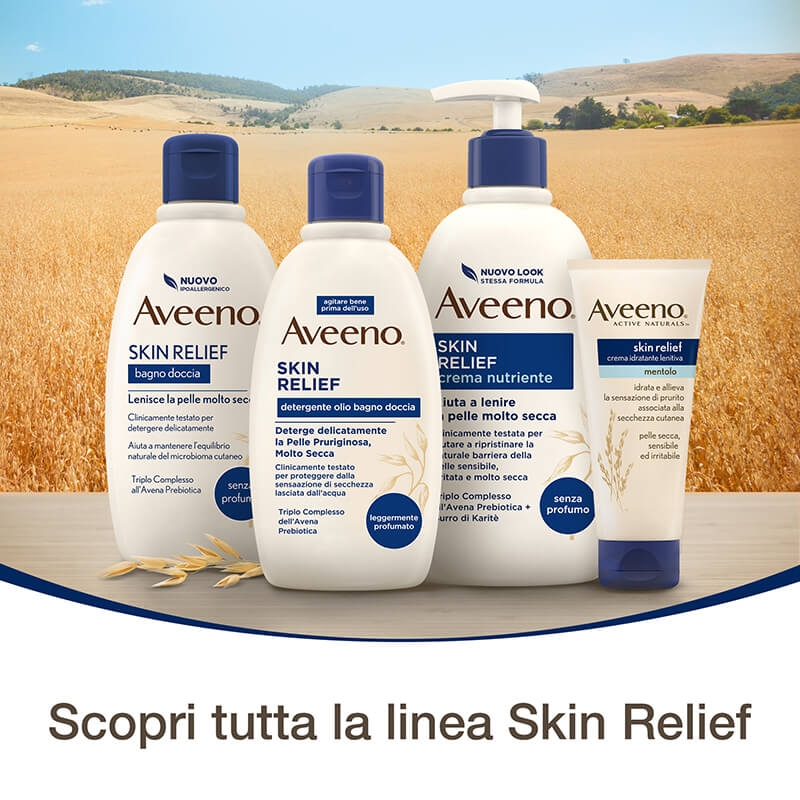 Aveeno Skin Relief Detergente Olio Bagnodoccia Lenitivo Pelli Sensibili Senza Sapone e Solfati 300 ml