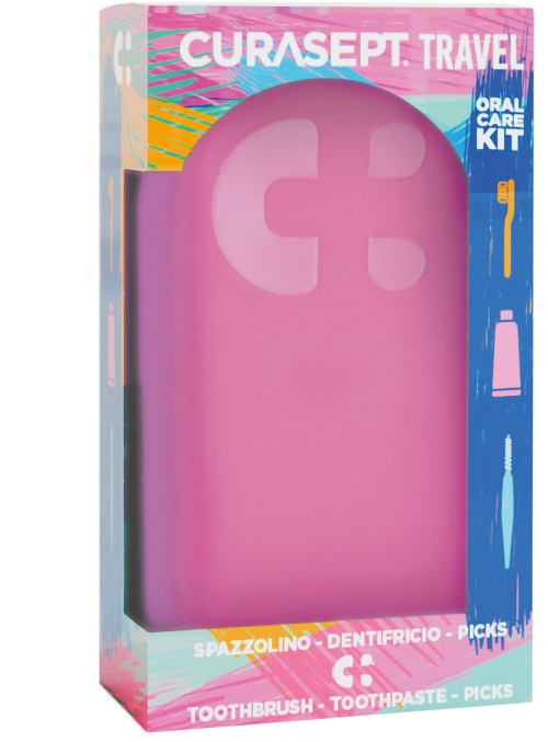Curasept - Travel Kit - Spazzolino Softline 0,15 + Dentifricio 20 ml + Pick - Colore Fuxia