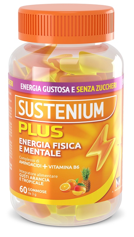 Sustenium Plus 60 Gommose Gusto Arancia E Tropicale - Integratore Per L'Energia Fisica E Mentale
