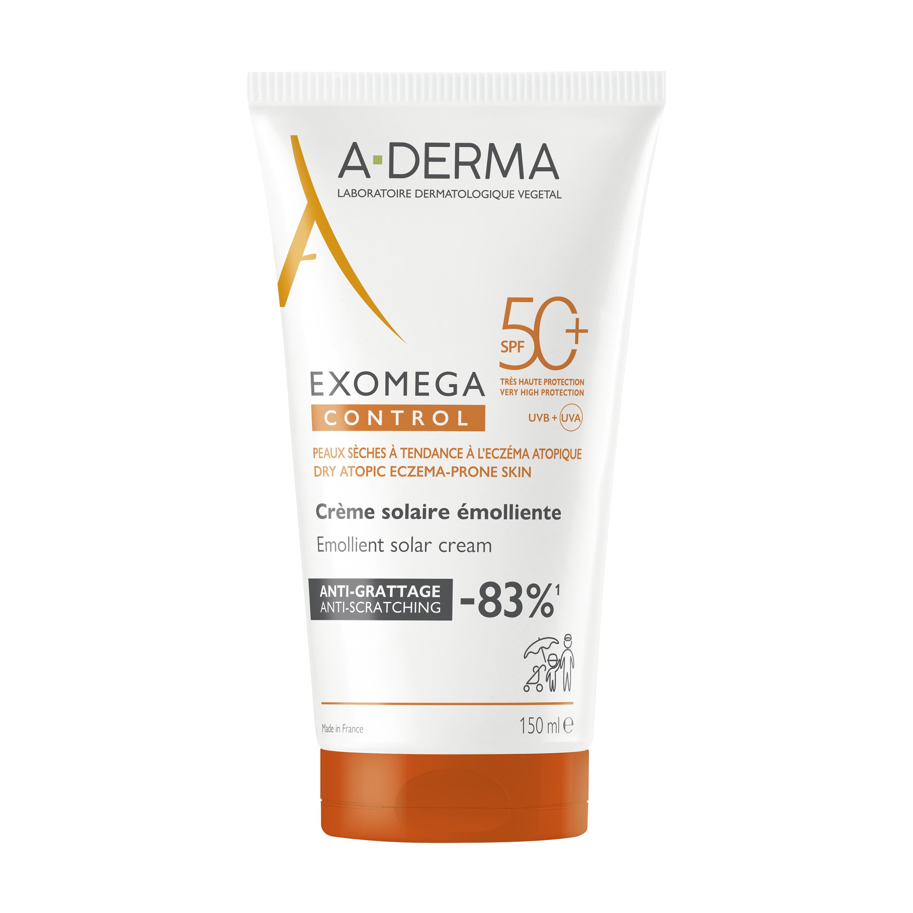 A-Derma Exomega Control - Crema Solare Emolliente SPF50+ Viso E Corpo 150 ml