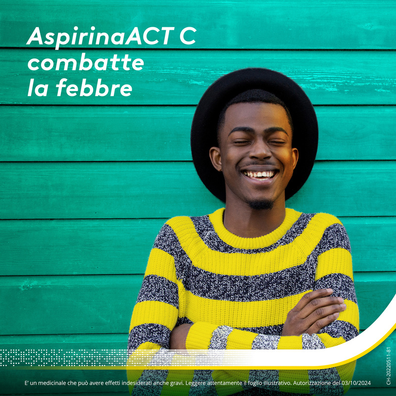 Aspirina ACT C antinfiammatorio e antidolorifico per Febbre e Sintomi Influenzali con Vitamina C 10 Compresse Effervescenti 
