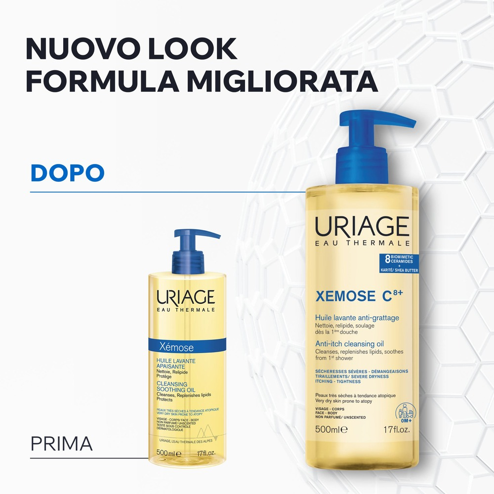 Uriage - Xémose C8+ Olio Doccia Lavante Relipidante Antiprurito Per Pelle Secca, Atopica E Con Eczema 500 ml
