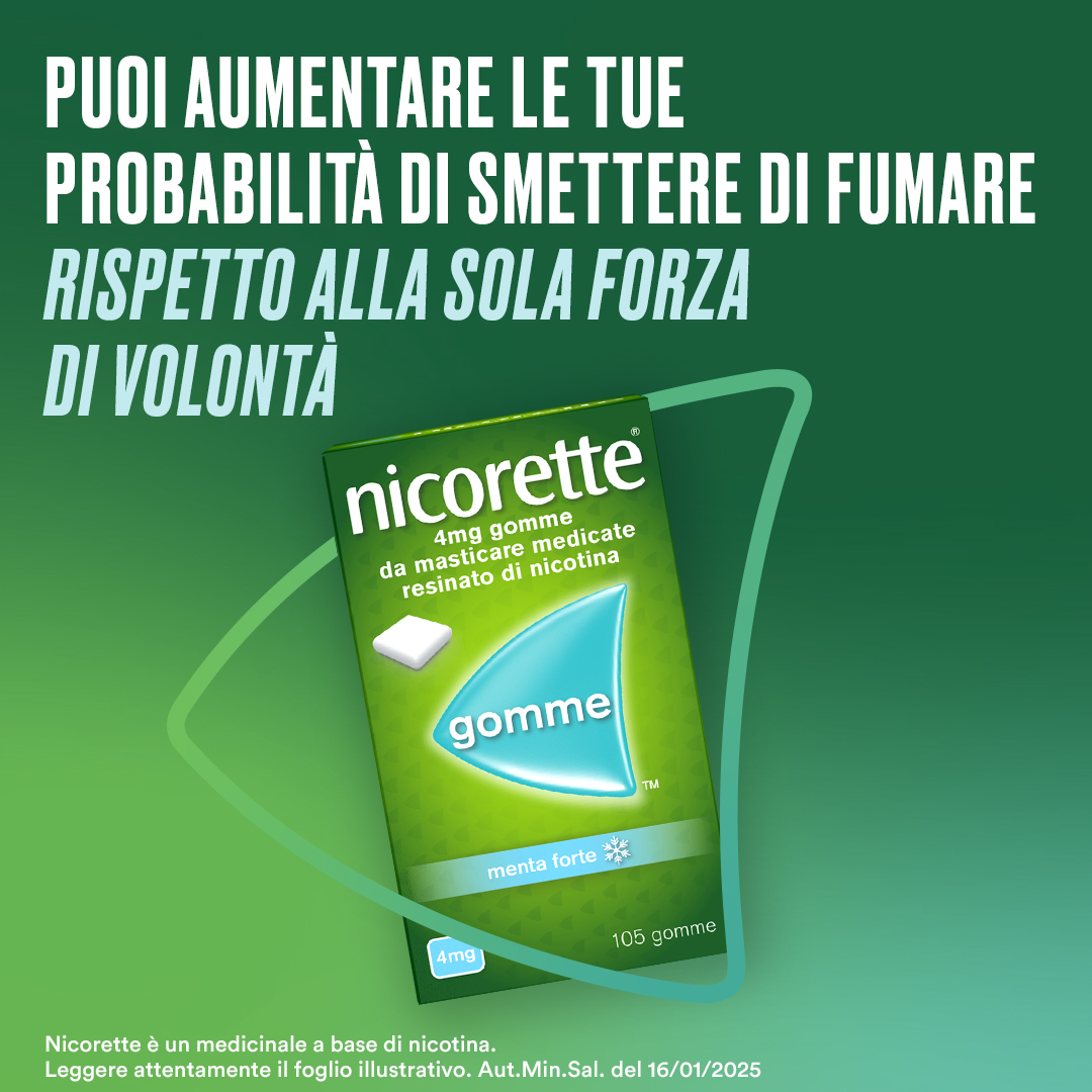 Nicorette Gomme 4 Mg Nicotina Menta 105 Gomme Masticabili per smettere di fumare