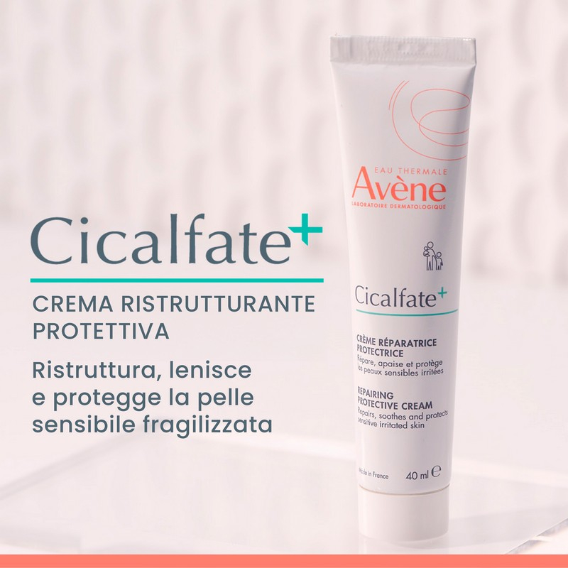 Eau Thermale Avène Cicalfate+ Crema Ristrutturante Protettiva, Viso e corpo, con C+-Restore e Zinco, Pelle fragilizzata, per tutta la famiglia, 100ml 