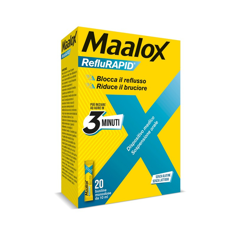 Maalox RefluRapid - 20 Bustine Monodose Contro Il Reflusso E Bruciore Di Stomaco