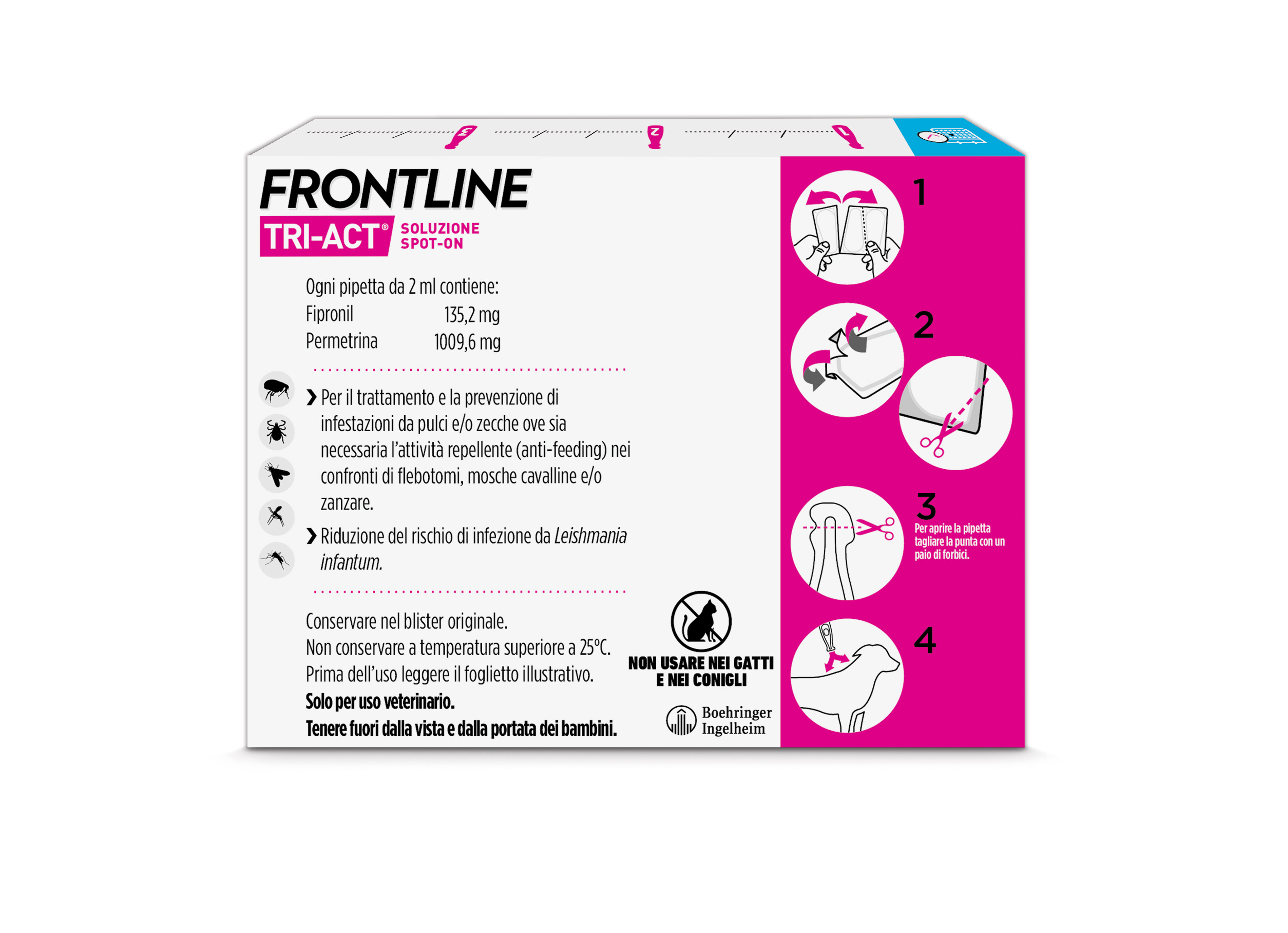 Frontline Tri Act x3 Pipette, Antiparassitario Per Cani e Cuccioli (Taglia M 10-20Kg) Contro Pulci, Zecche, Zanzare, Pappataci e Leishmaniosi