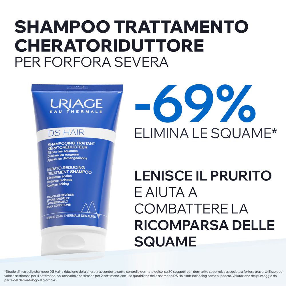 Uriage DS Hair - Shampoo Cheratoriduttore Per Forfora Severa, Secca E Grassa 150 ml