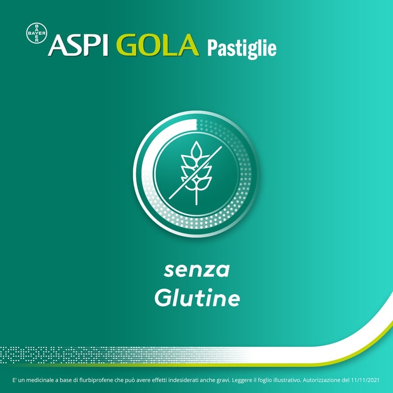 Aspi Gola Pastiglie per la gola infiammata, con 8,75 mg di Flurbiprofene, contro Faringite e Mal di gola, Gusto Limone e Miele 16 Pastiglie Orosolubili