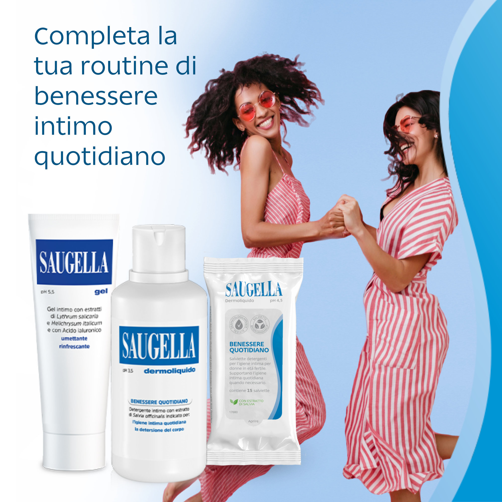 Saugella Blu Dermoliquido pH 3,5 - Detergente Intimo Antibatterico 750 ml