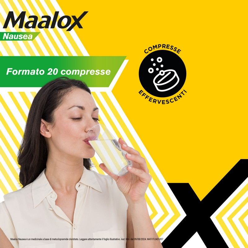 Maalox Nausea 5 mg Metoclopramide Cloridrato - 20 Compresse Effervescenti Per Il Trattamento Della NauseaM