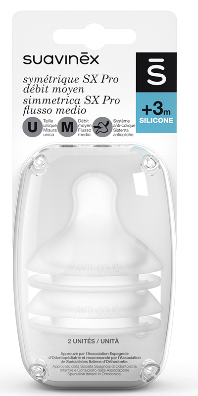 SUAVINEX TETTARELLA SIL SX PRO FIS FLUSSO MEDIO 2P 3M+