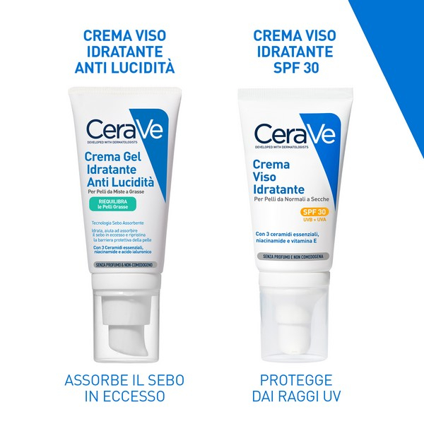 CeraVe Crema Gel Viso Idratante Anti-lucidità, Per Pelli da Miste a Grasse, con Tecnologia Sebo Assorbente, 50ml
