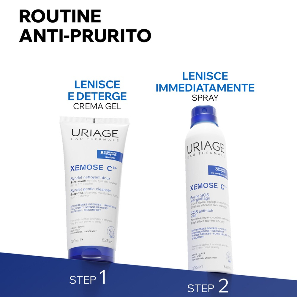 Uriage - Xémose C8+ Syndet Bagnodoccia Detergente Per Pelle Secca E Atopica Viso E Corpo 500 ml