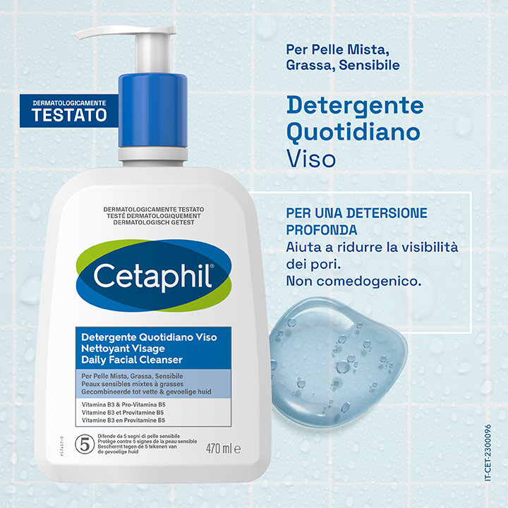 Cetaphil - Detergente Quotidiano Viso Per Pelle Mista, Grassa E Sensibile 473 ml