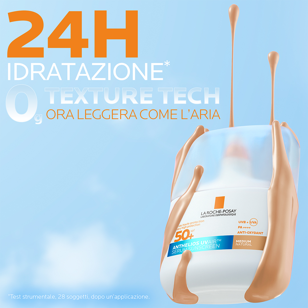 La Roche-Posay Anthelios Uvair Serum Sunscreen - Protezione Solare SPF50+ Viso 50 ml - Tonalità Media