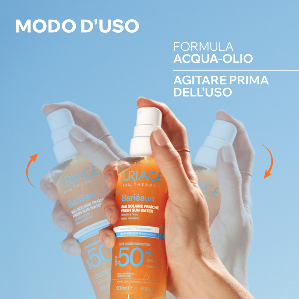 Uriage Bariesun Acqua Solare Fresca SPF50+ - Protezione Solare Viso, Corpo E Capelli 200 ml