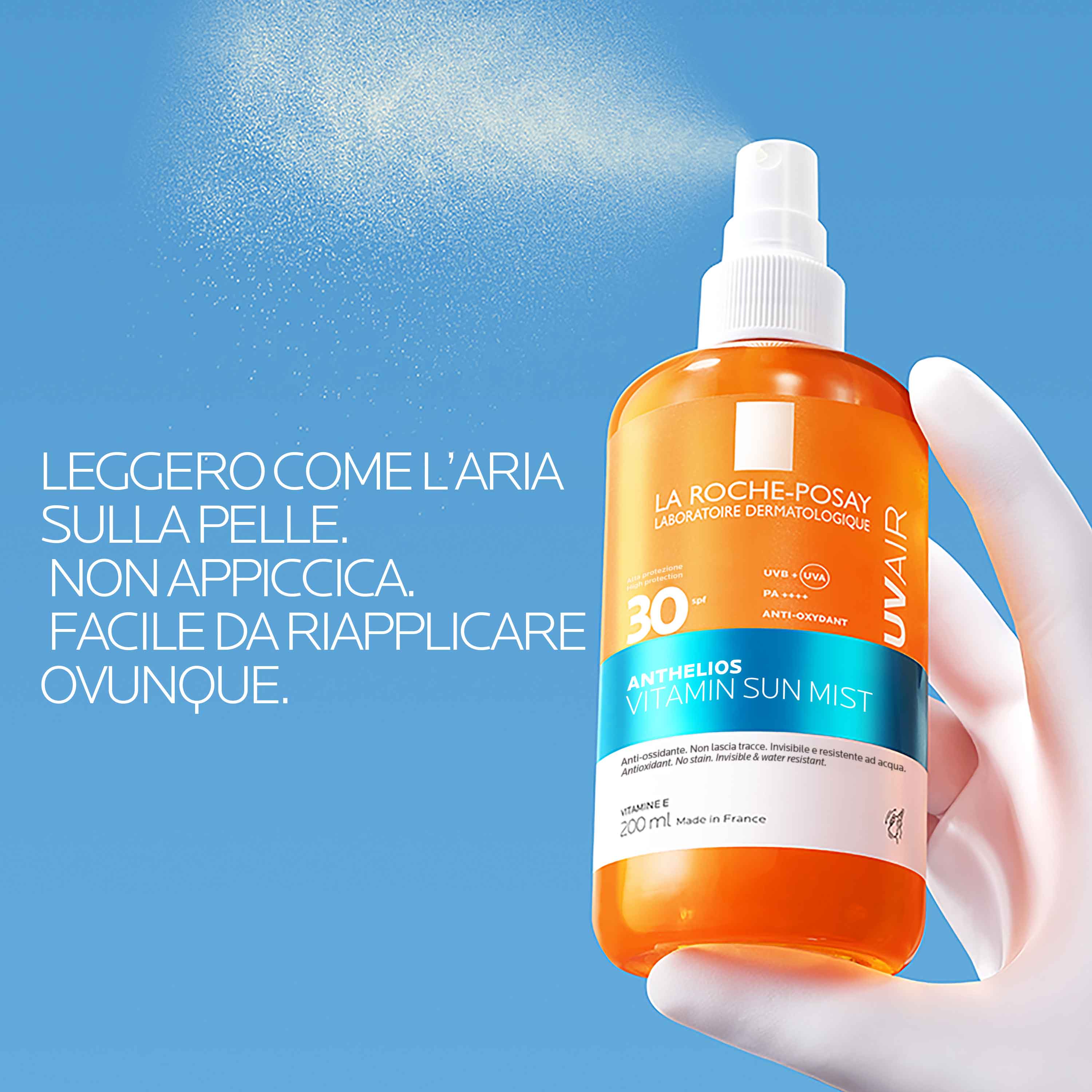La Roche-Posay Anthelios Uvair Vitamin Sun Mist - Protezione Solare SPF30 Viso E Corpo 200 ml