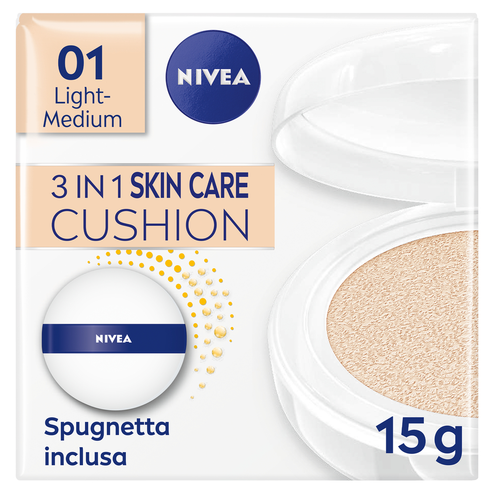 Nivea Q10 Plus Anti-Age 3in1 Skin Care Cushion Light-Medium 15 ml, Crema viso colorata anti-età FP15