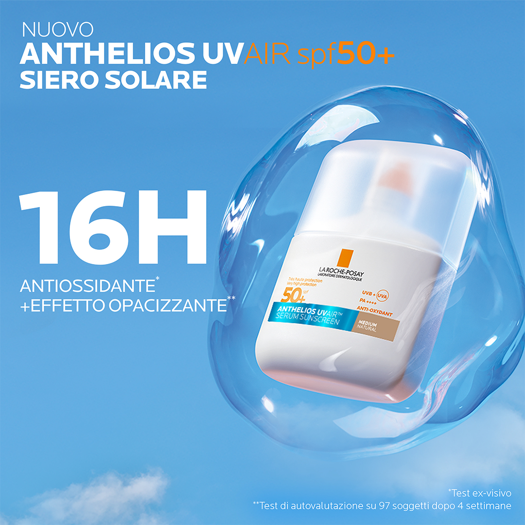 La Roche-Posay Anthelios Uvair Serum Sunscreen - Protezione Solare SPF50+ Viso 50 ml - Tonalità Media