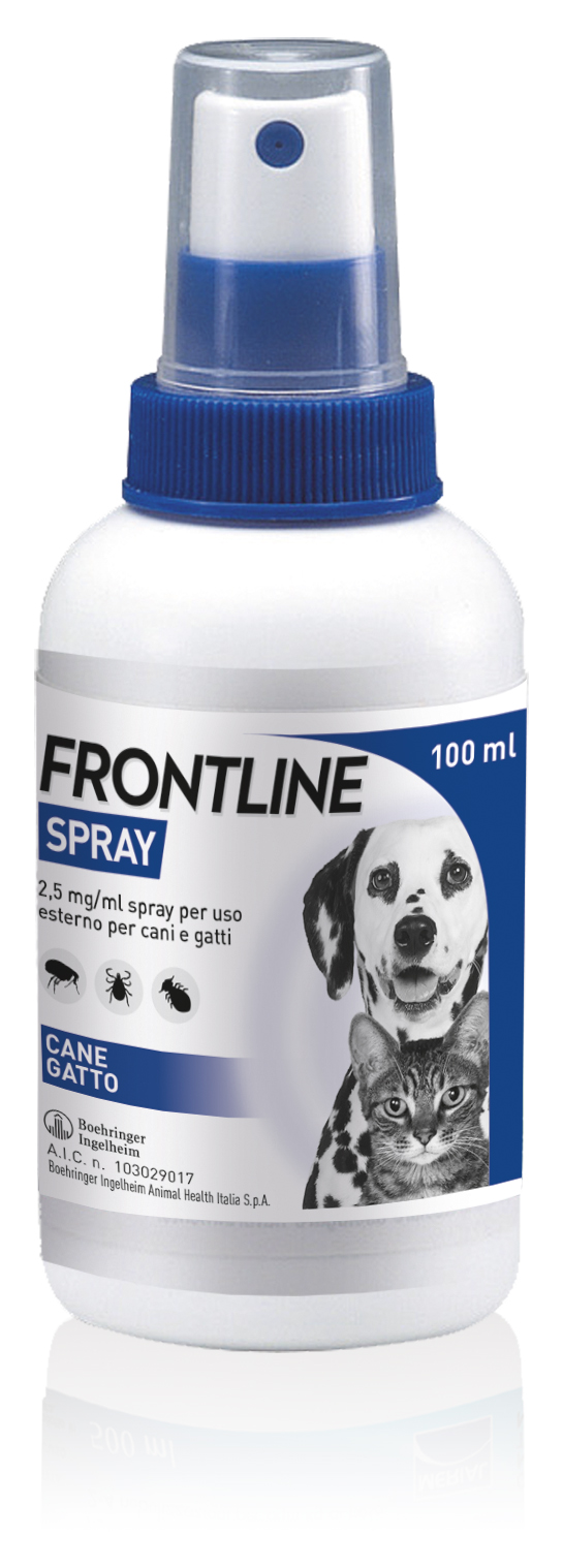 Frontline Spray 100ml, Protegge Cani, Gatti e Cuccioli dal Secondo Giorno di Vita Da Pulci, Zecche E Pidocchi