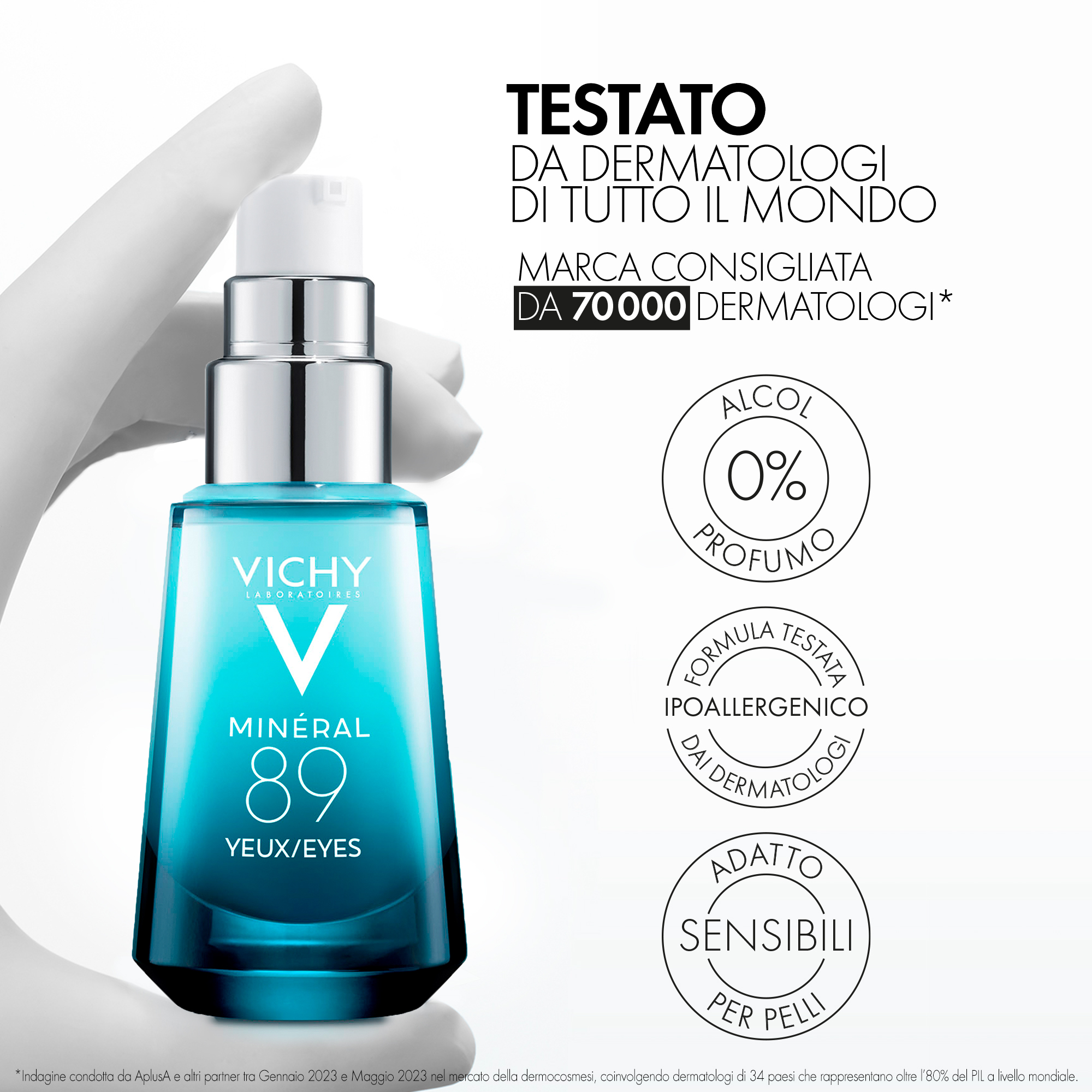 Vichy Minéral 89 Gel Occhi Fortificante e Idratante con Caffeina e Acido Ialuronico 15ml