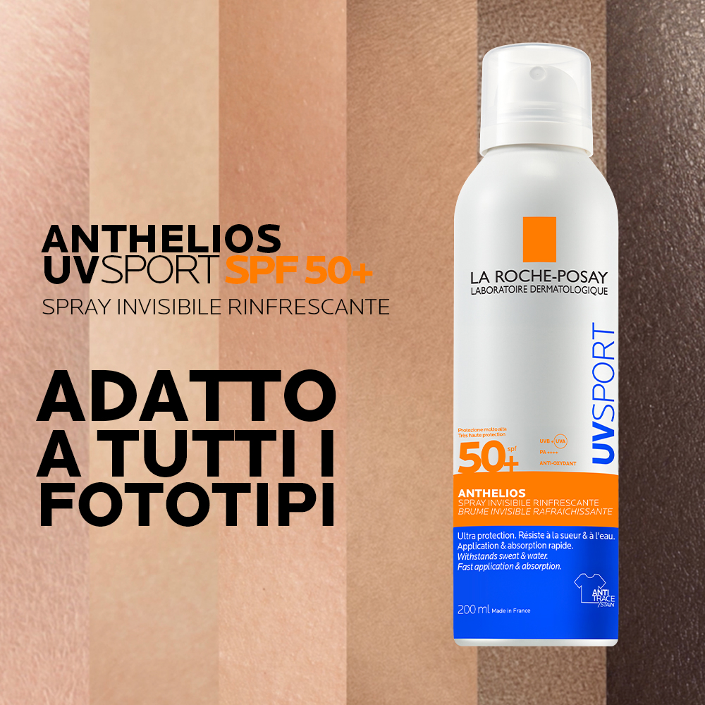 La Roche-Posay Anthelios Uvsport SPF50+ - Spray Solare Invisibile Rinfrescante Viso E Corpo 200 ml