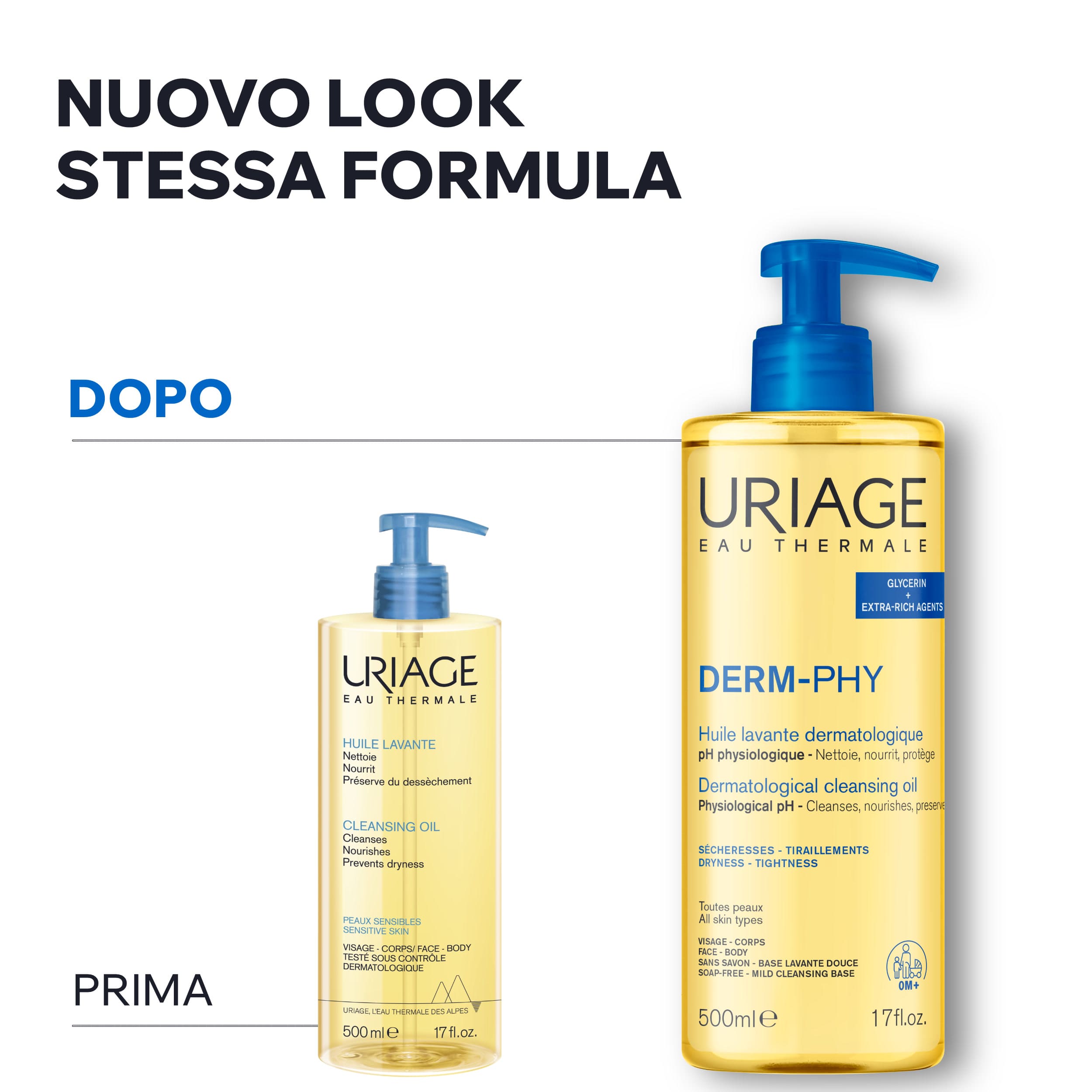 Uriage Derm-Phy - Olio Lavante Dermatologico Viso E Corpo Per Pelle Sensibile 50 ml