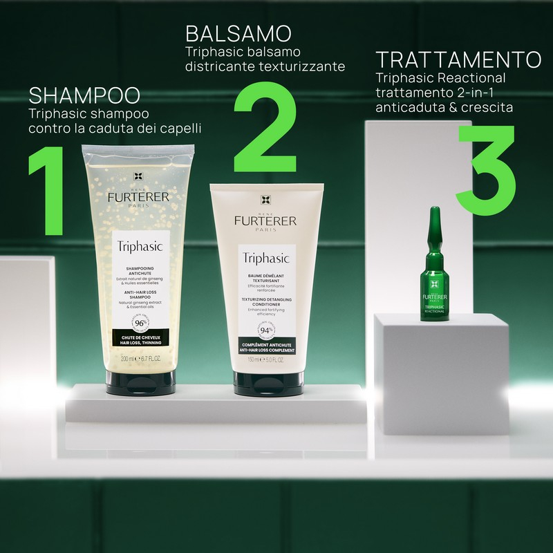 TRIPHASIC René Furterer Triphasic  Reactional Trattamento 2-in-1 anticaduta & crescita, caduta reazionale, 12 unitàCOFF12AMP
