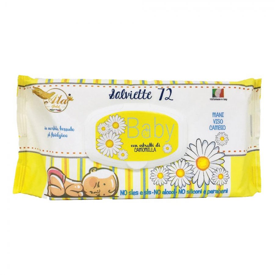 ALA Salviettine Detergenti Bambini Camomilla 72 Pezzi