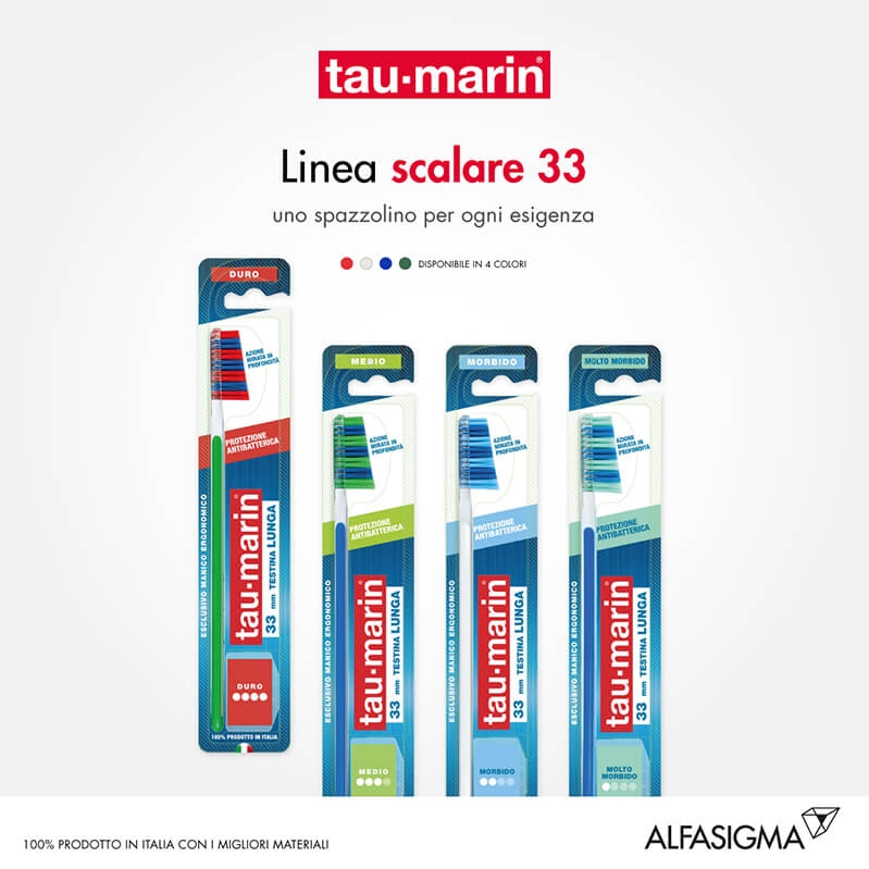 Tau-Marin Spazzolino Scalare 33 Setole Dure Testina Grande