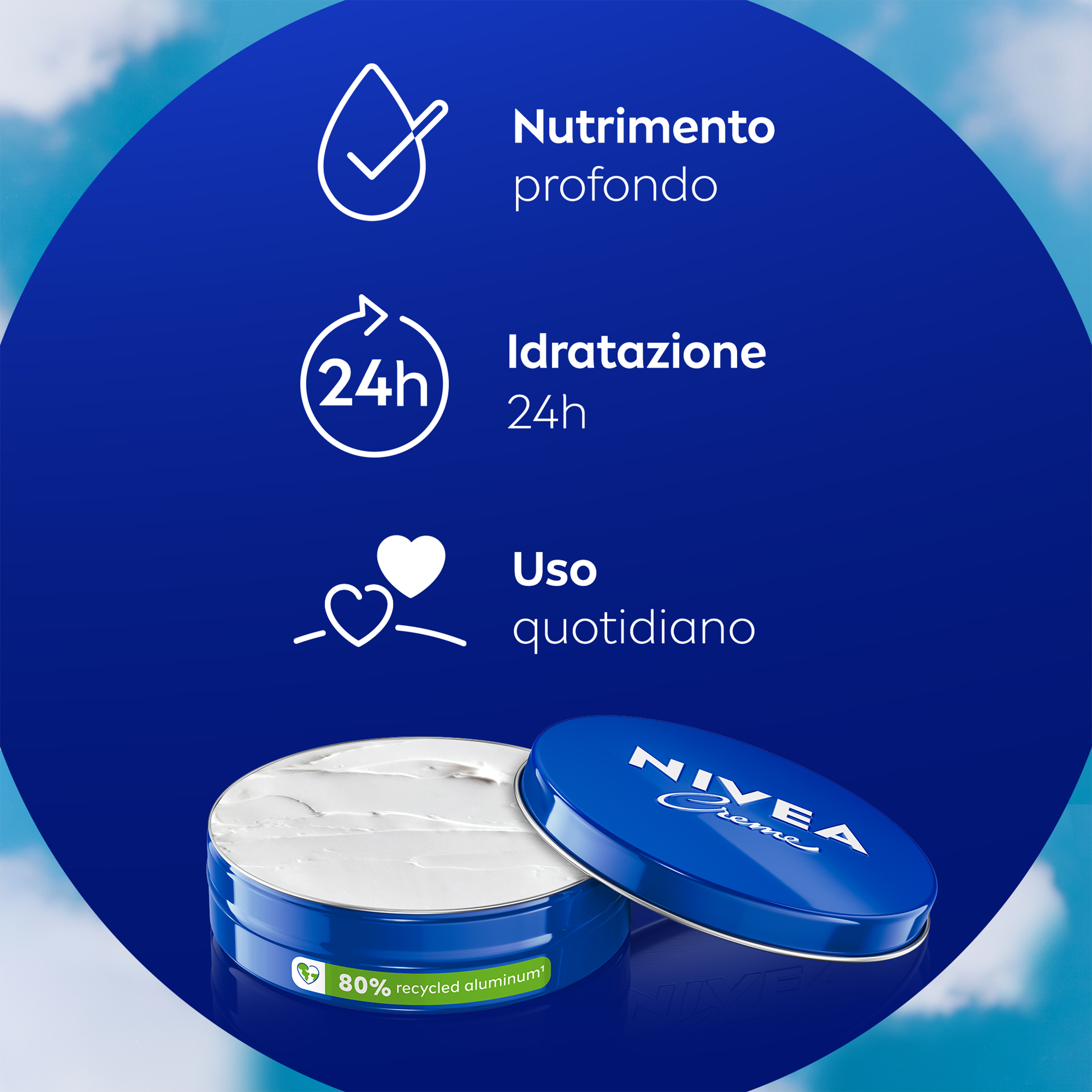 Nivea Creme 150 ml, Crema idratante corpo, viso e mani multiuso con Eucerit, Glicerina e Pantenolo