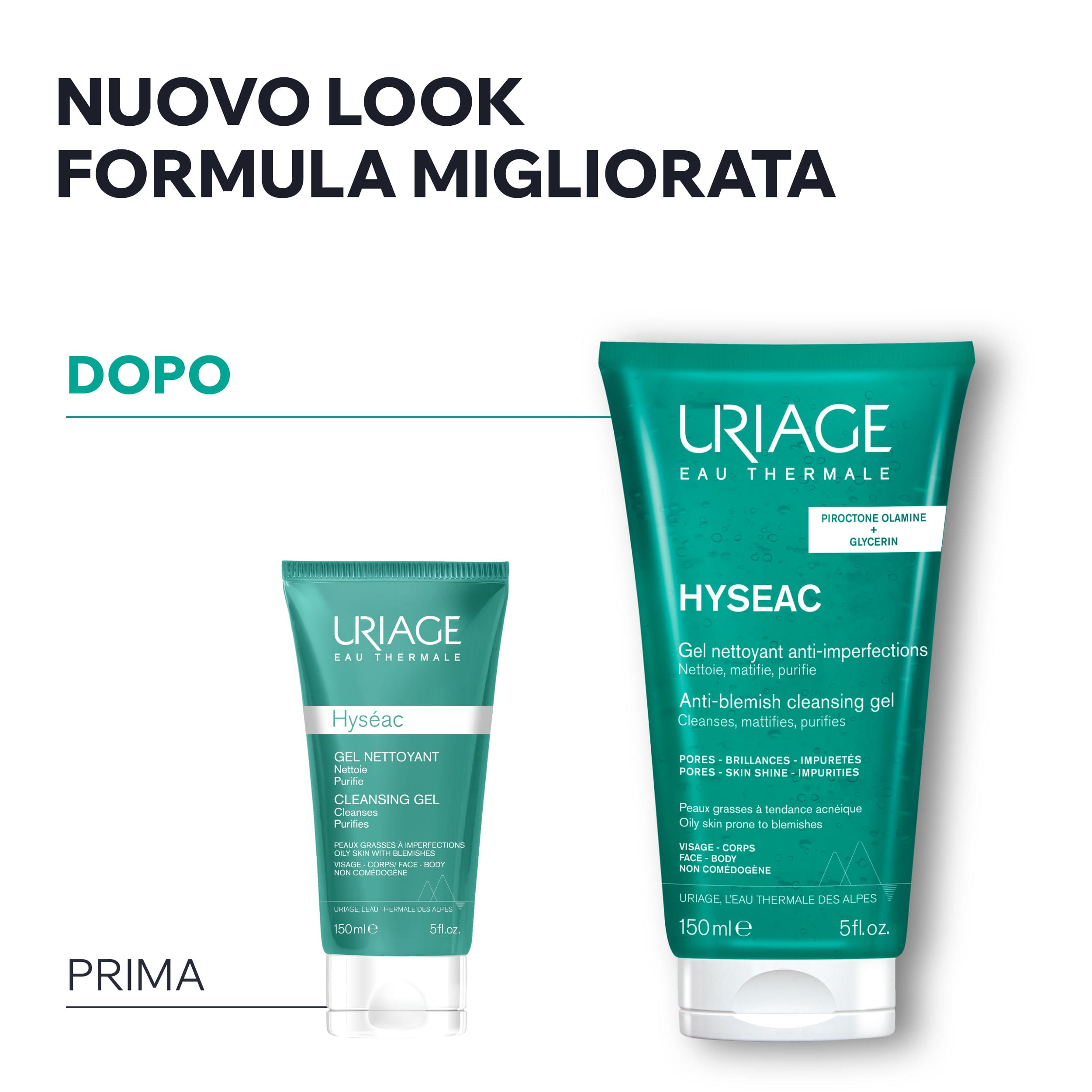 Uriage Hyséac - Gel Detergente Purificante Anti-Imperfezioni Viso E Corpo Per Pelle Grassa E Acneica 150 ml
