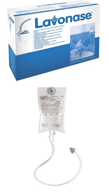 Lavonase 12 Sacche da 250 ml Soluzione Fisiologica + 12 Dispositivi Irrigazione Nasale