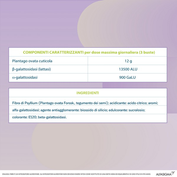Onligol Fibre, integratore lassativo a base di fibre di Psyllium - utile in caso di stitichezza - Gusto Prugna 20 Bustine