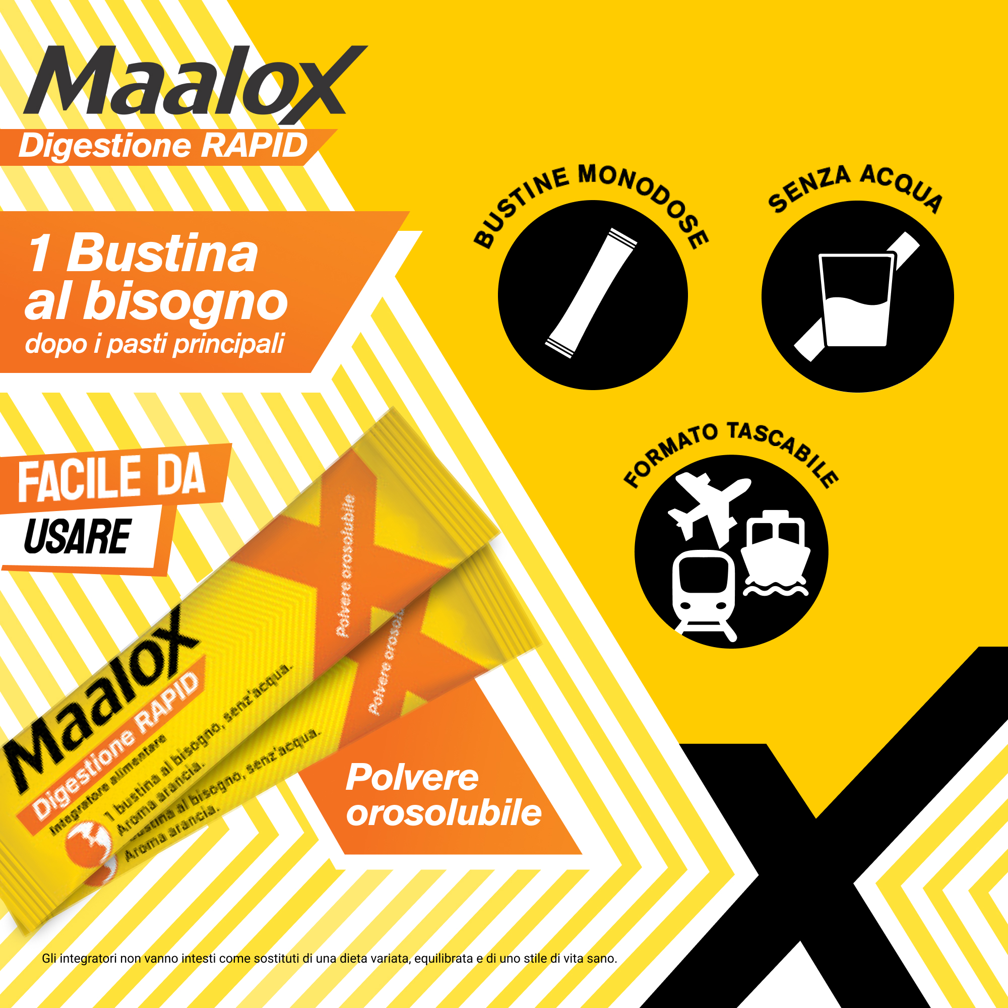 Maalox Digestione Rapid 20 Bustine - Integratore Per Cattiva Digestione E Acidità Di Stomaco