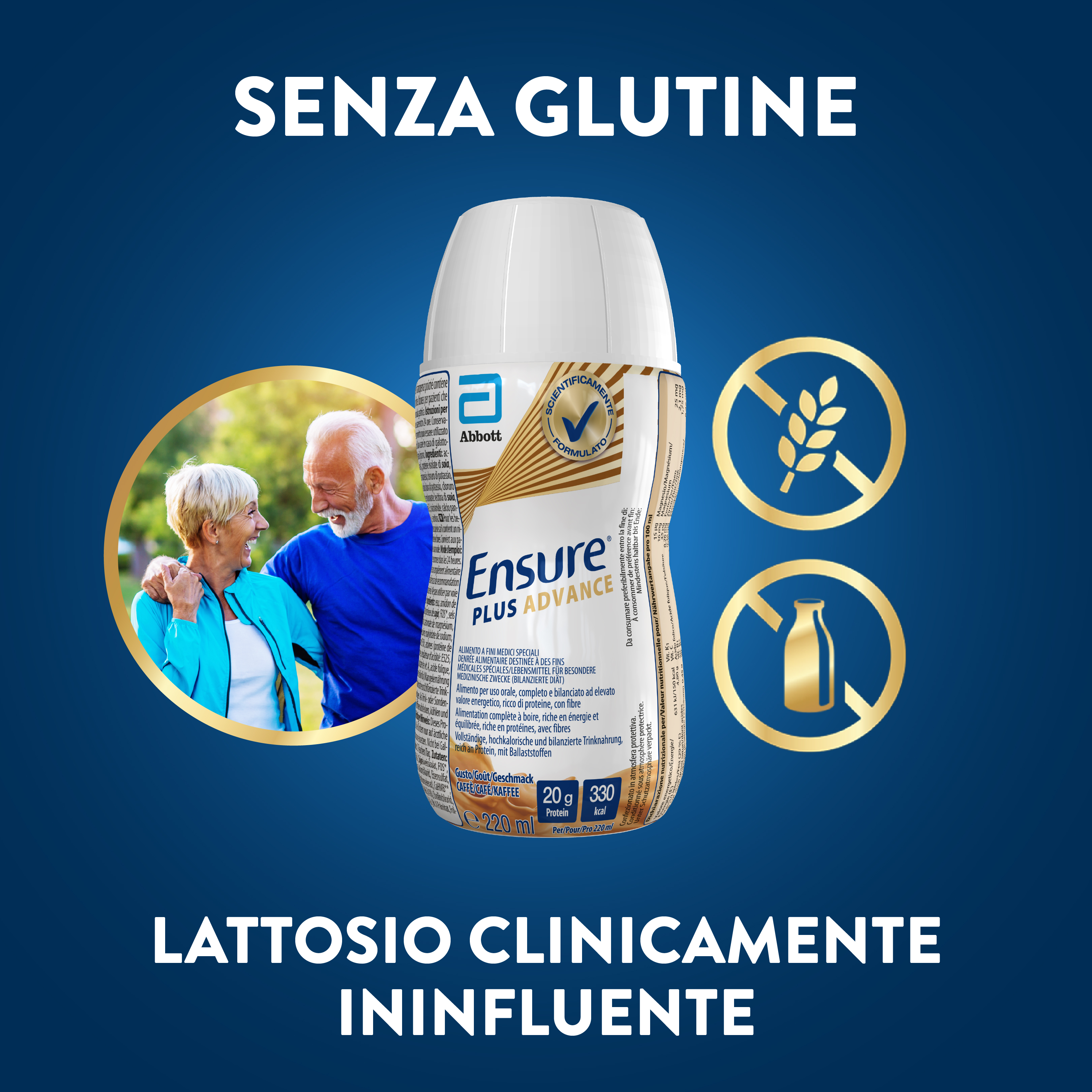 Ensure Plus Advance Alimento a Fini Medici Speciali Iperproteico ed Ipercalorico Caffè 4x220ml