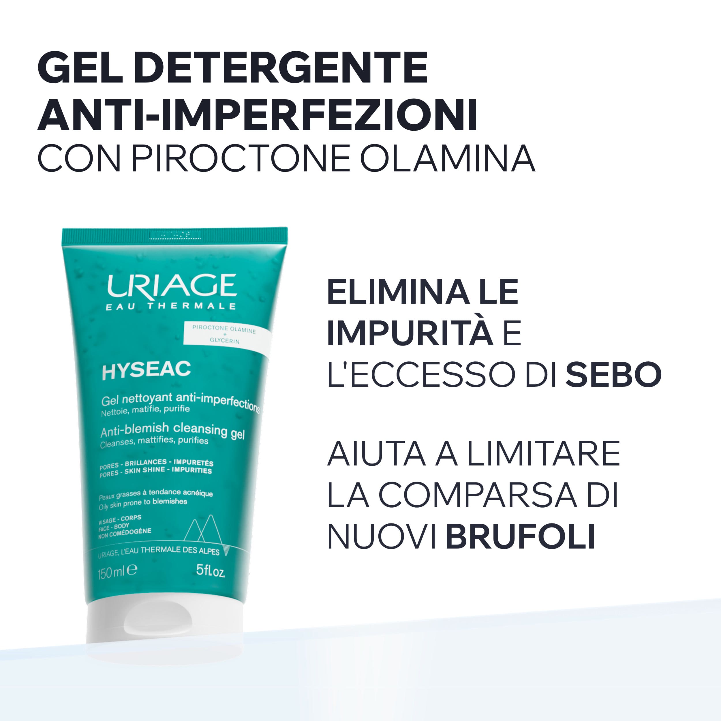 Uriage Hyséac - Gel Detergente Purificante Anti-Imperfezioni Viso E Corpo Per Pelle Grassa E Acneica 150 ml
