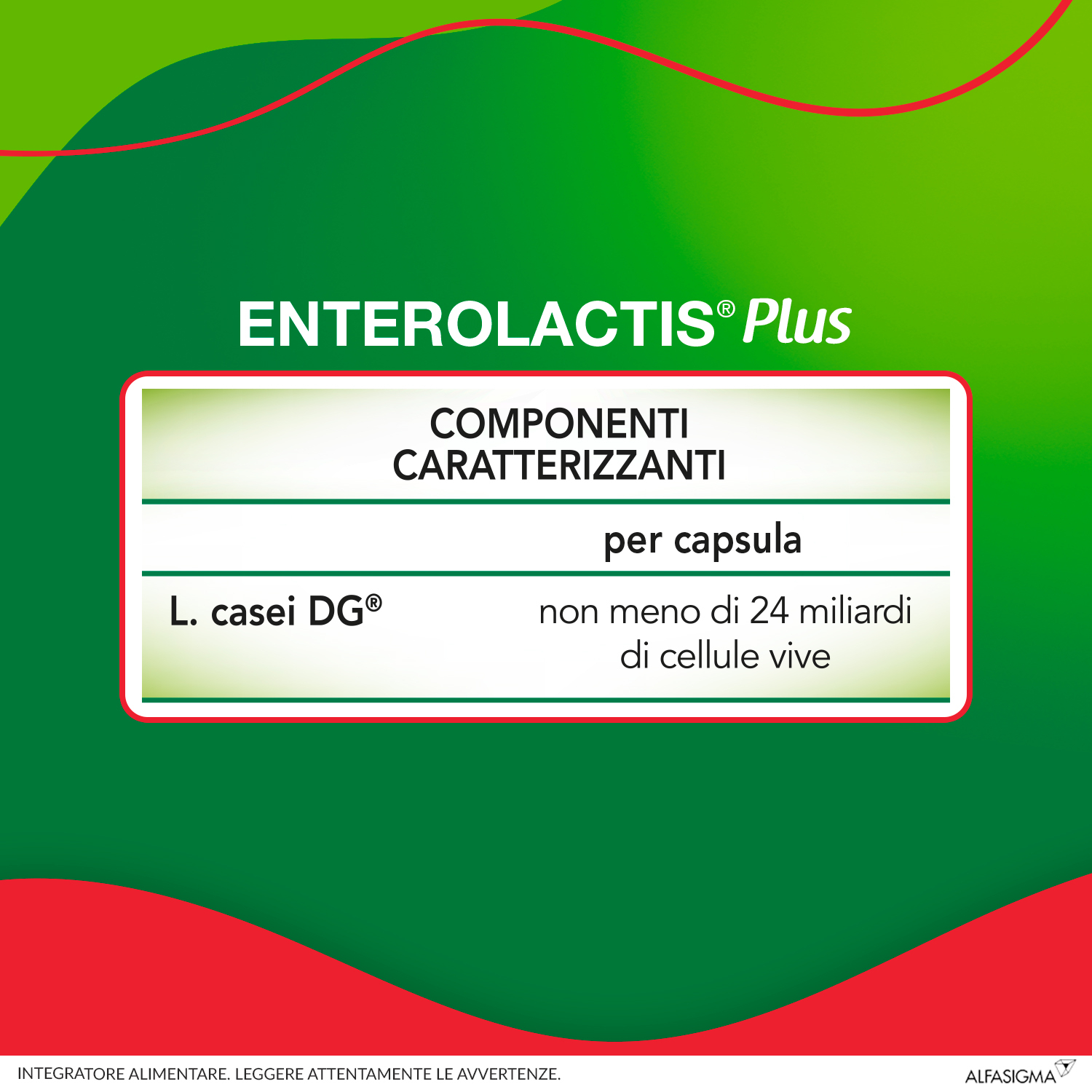 Enterolactis Plus Capsule, Integratore Alimentare con Fermenti lattici, probiotici L,Casei DG, 24 Miliardi Cellule Vive, Senza Glutine e Lattosio, 30 Capsule