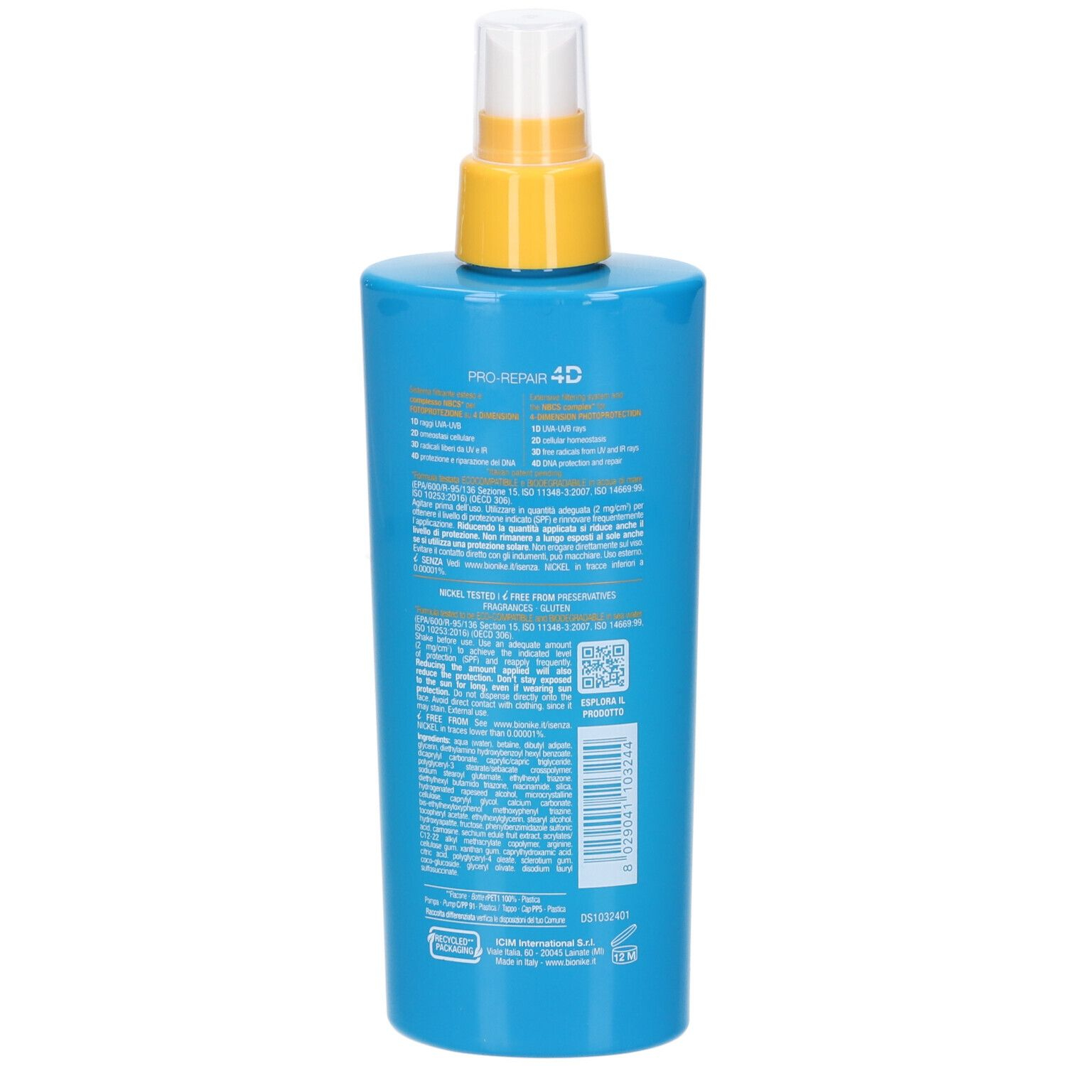 BioNike Defence Sun Pro-Repair 4D SPF 15 Latte Spray Protezione Media 200ml 