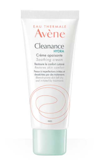 Eau Thermale Avène Cleanance Hydra Crema Lenitiva Nutriente, compensa gli effetti disidratanti dei trattamenti dermatologici anti-acne, Pelle secca a tendenza acneica, 40ml 