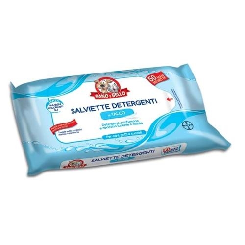 Sano e Bello Salviette Detergenti Talco Cani e Gatti 50 Pezzi
