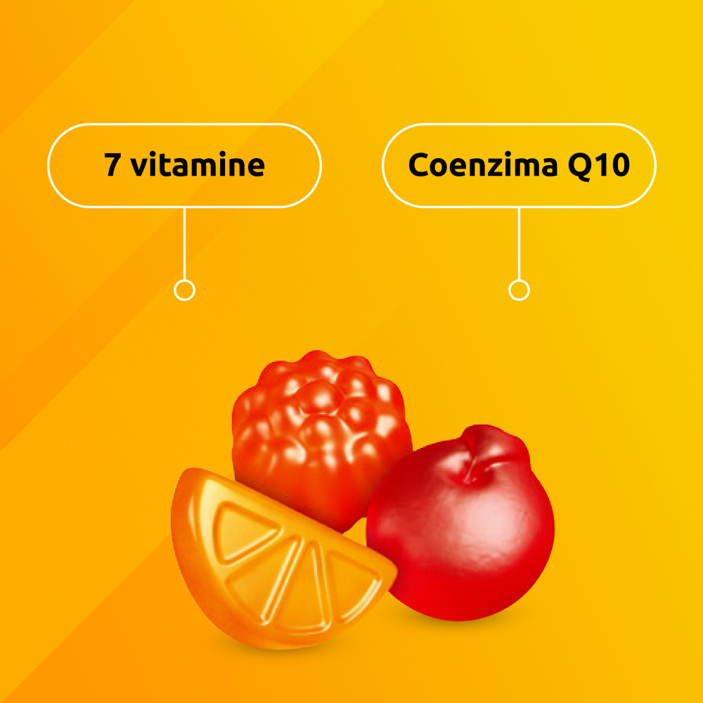 Supradyn Energy Integratore Multivitaminico con Vitamine A, B, C, D, E e Coenzima Q10  contro la Stanchezza, Gusto Ciliegia, Lampone e Arancia, 70 Caramelle Gommose