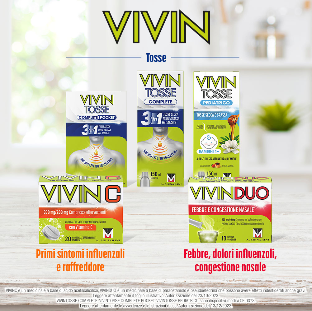 Vivin Tosse Complete 3in1 Pocket Tosse Secca, Grassa, Mal Di Gola 14 stickpack