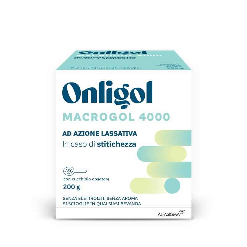 Onligol - Lassativo a base di Macrogol 4000 - senza elettroliti - lassativi in polvere utili in caso di stitichezza - 200 g
