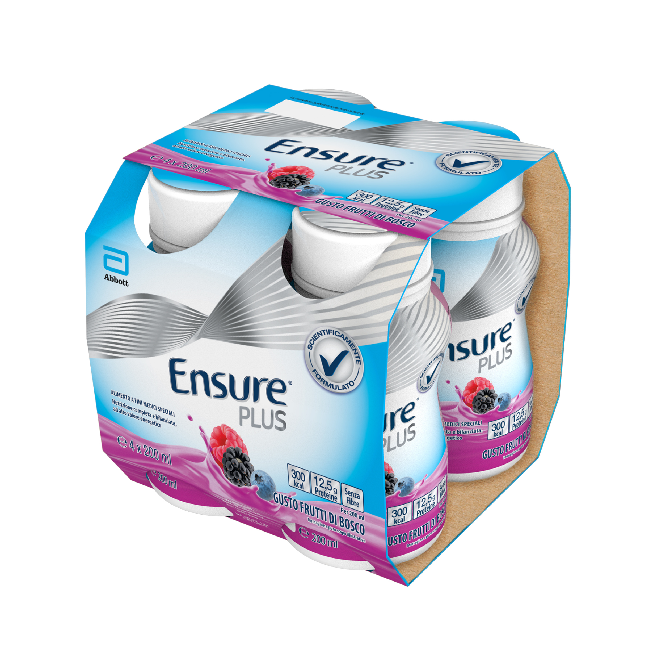 Ensure Plus Alimento a Fini Medici Speciali Ipercalorico Frutti di Bosco 4x200ml