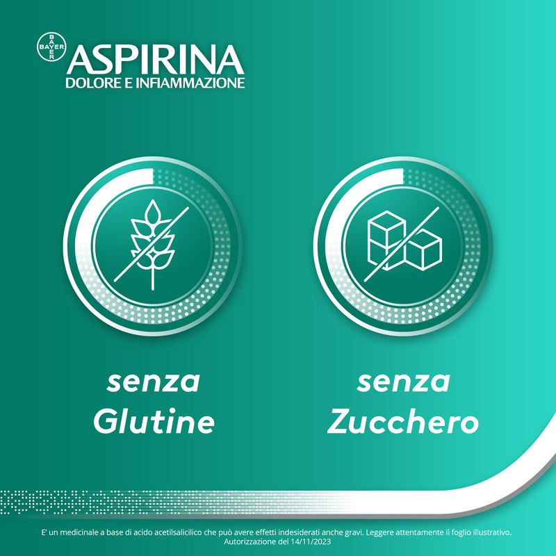 Aspirina Dolore e Infiammazione, Antidolorifico e Antinfiammatorio, contro Dolori Muscolari e Articolari, Cervicale, Mal di Testa, Mal di Schiena, 20 Compresse Rivestite