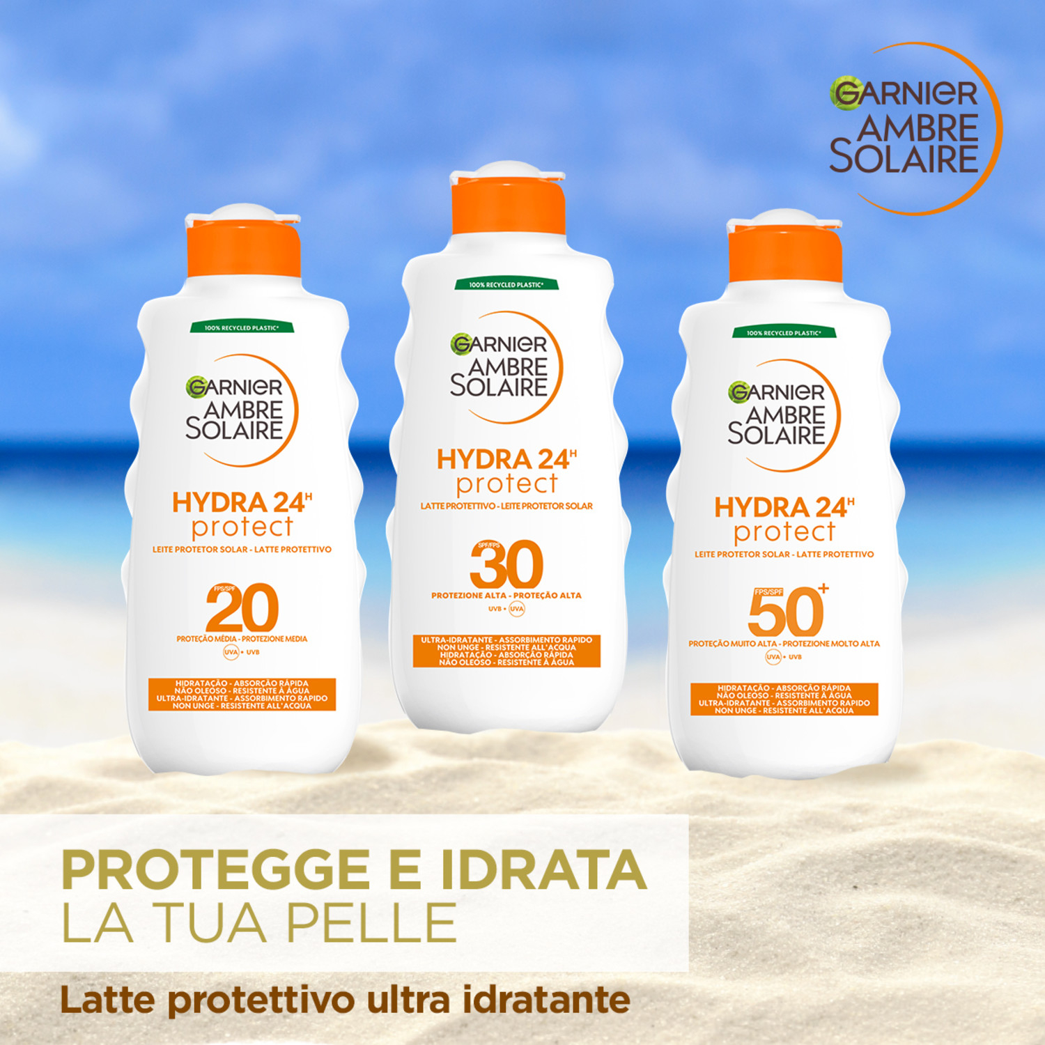 GARNIER AMBRE SOLAIR HYDRA 24 PROTECT LATTE CLASSICO SPF 50+ 200 ML