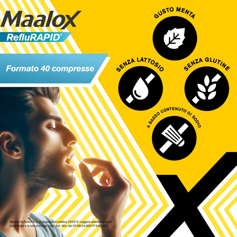 Maalox RefluRapid - 40 Compresse Masticabili Contro Il Reflusso E Bruciore Di Stomaco